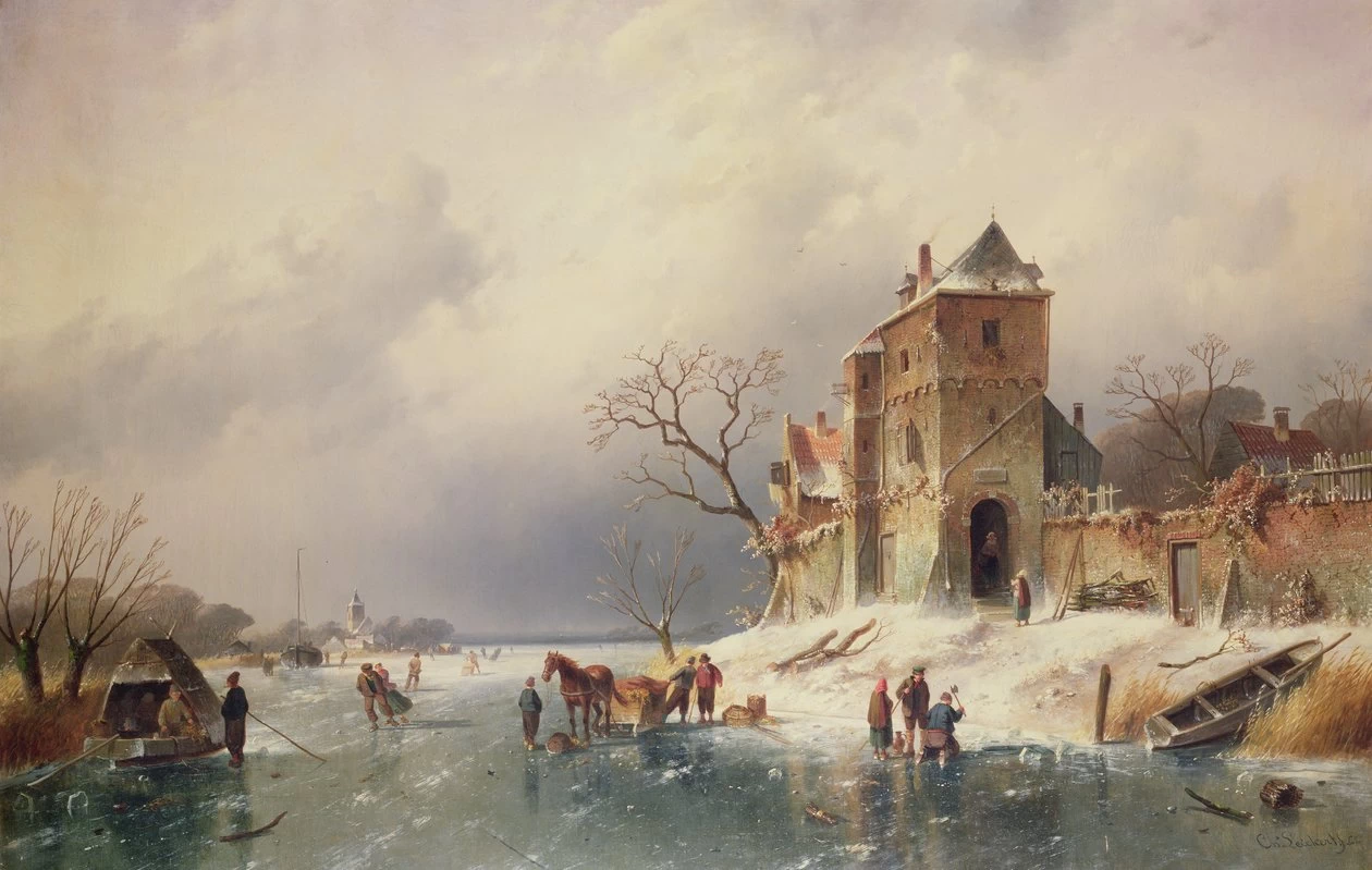 Charles Leickert - Scena invernale ghiacciata